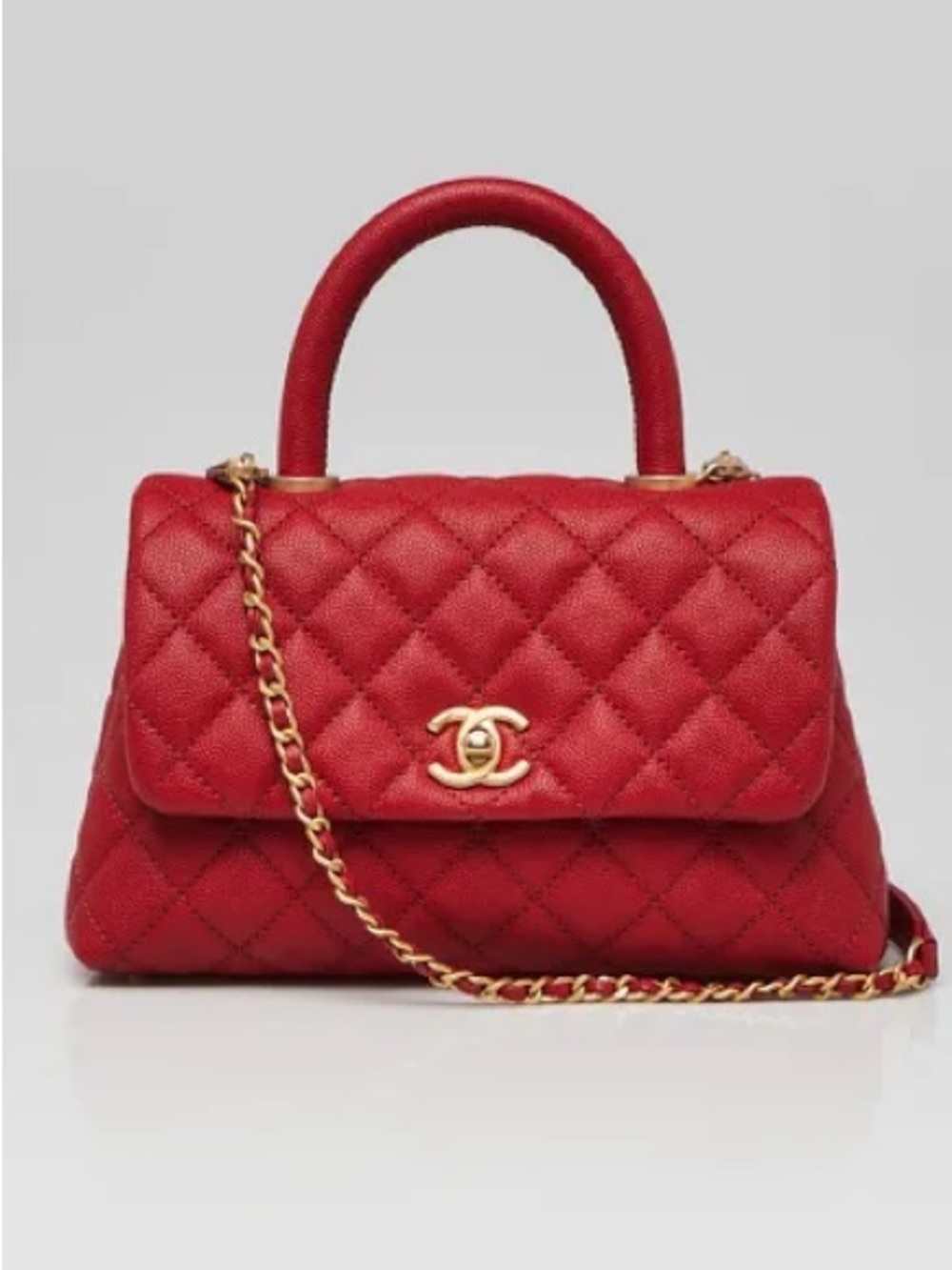 NWT Premium Red Quilted Top Handle Flap Bag - Double Boxed